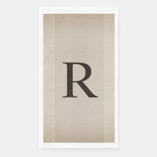 Neutral Brown and Tan Textured Monogrammed Napkin