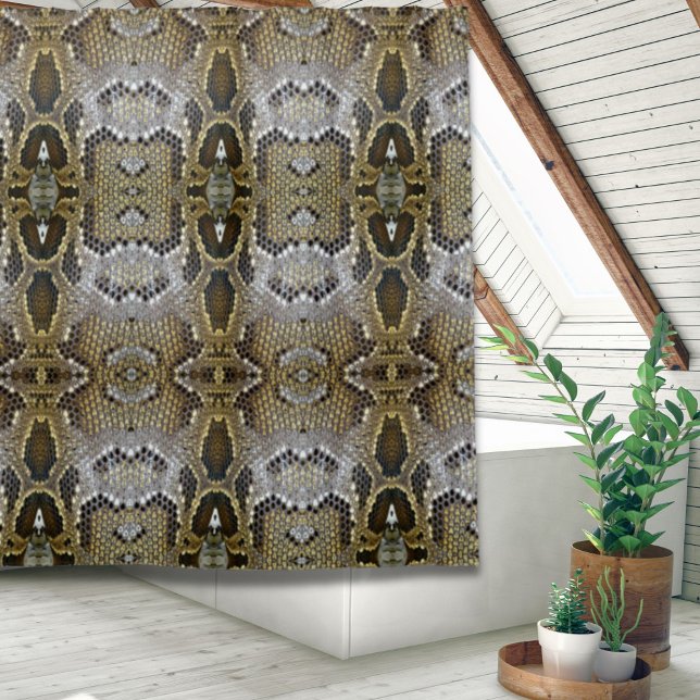 neutral brown beige animal pattern snake print shower curtain (neutral brown beige animal pattern snake print shower curtain)