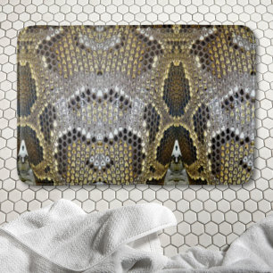 neutral brown beige animal print snake skin bath mat