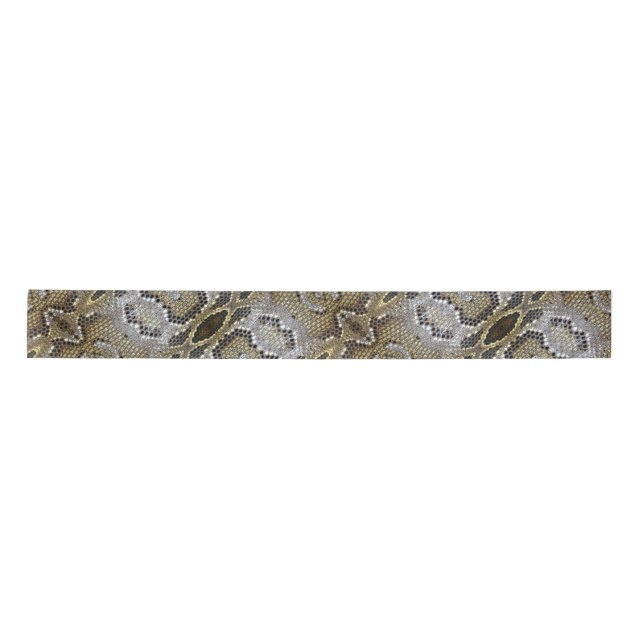 neutral brown beige animal print snake skin satin ribbon (Front)