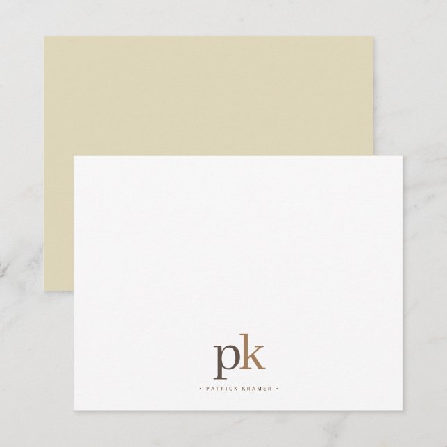 Neutral Brown Clean Typography Monogram Card (Front/Back)