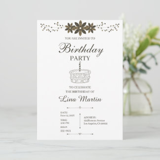 Neutral Brown Floral Invitation