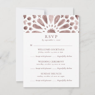 Neutral Brown Islamic Pattern Multi Event Wedding RSVP Card