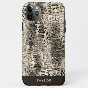 Neutral Brown Snakeskin Pattern with Name Case-Mate iPhone Case