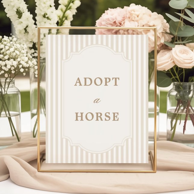 Neutral Brown Stripe Adopt a Horse Sign (Creator Uploaded)