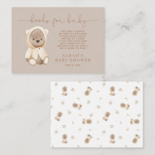 Neutral Brown Teddy Bear Baby Shower Book Request Enclosure Card