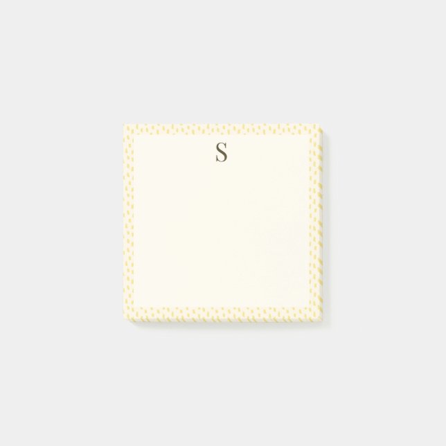 Neutral Brush Strokes Elegant Monogram Soft Yellow Post-it Notes (Front)