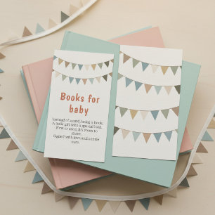Neutral bunting books for baby insert card