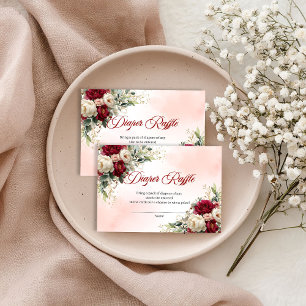 Neutral Burgundy Gold Floral Diaper Raffle Card