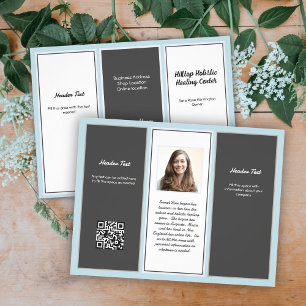 Neutral Business Brochure Logo, QR Code Tri-Fold