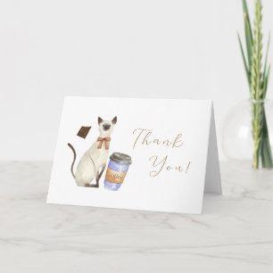 Neutral Café Bébé Cat Coffee Baby shower Thank You Card