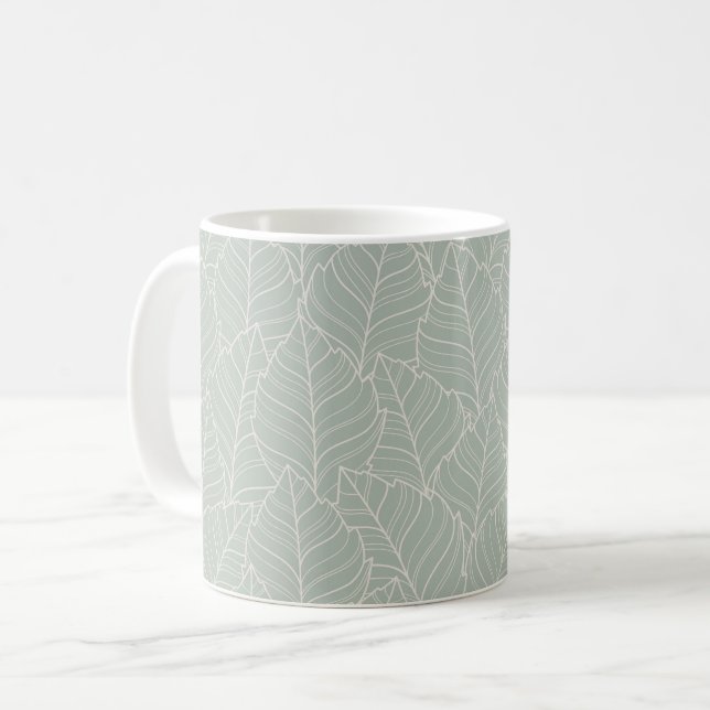 Neutral calming leaves coffee mug (Front Left)