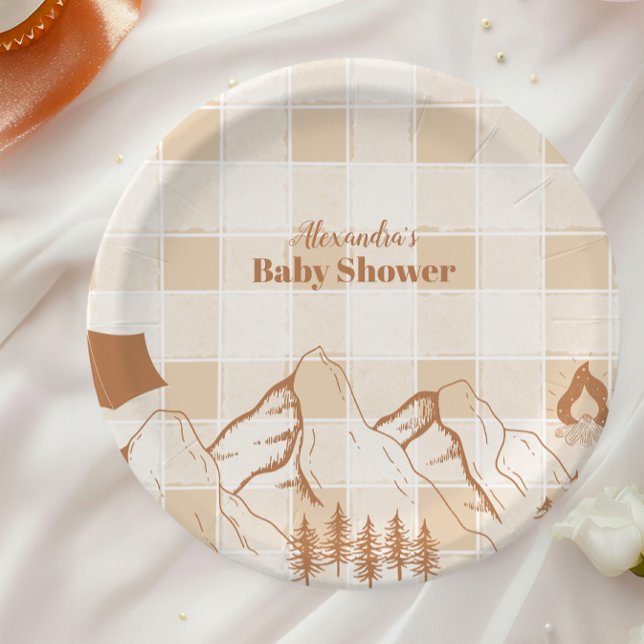 Neutral Camping Baby Shower Paper Plate (Creator Uploaded)