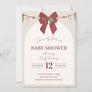 Neutral Candy Cane Cutie Baby Invitation