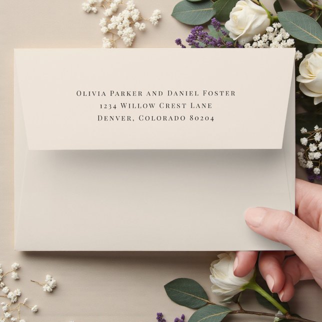 Neutral Champagne Return Address Wedding Envelope (Creator Uploaded)