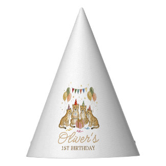 Neutral Cheetah Birthday Wild Safari Fun Party Hat