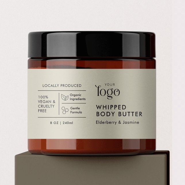 Neutral Chic Cosmetic Jar Wrapper Waterproof Label (8 oz 10 oz 12 oz cosmetic jar wrapper label template *verify size to ensure a good fit)