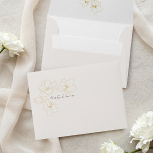 Neutral   Chic Gold Floral Wedding  Envelope