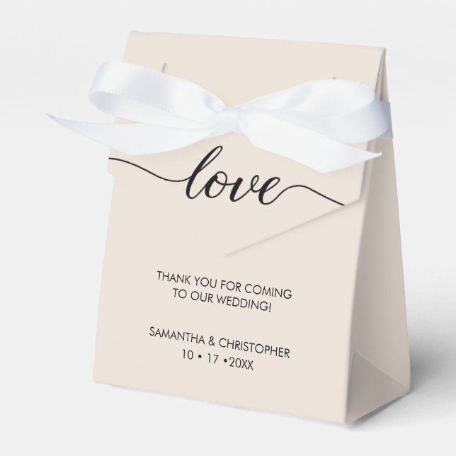 Neutral Chic Simple & Elegant Love Wedding  Favour Box (Front Side)