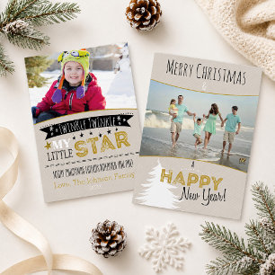 Neutral Children and Family Photo Christmas Card