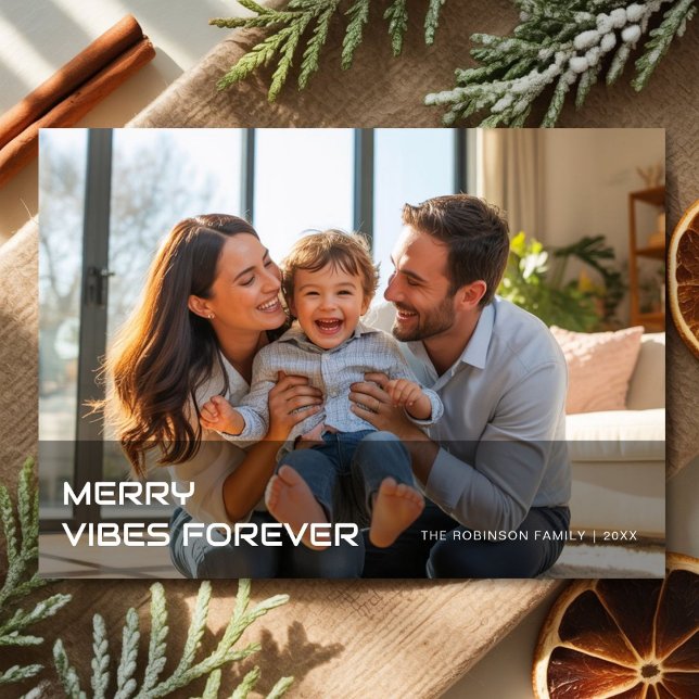 Neutral Christmas Card, Merry Vibes Forever, Moder Holiday Card (Creator Uploaded)