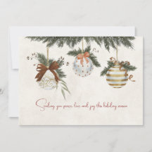 Neutral Christmas Card with Ornaments