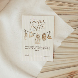 Neutral Clothesline Baby Shower Diaper Raffle Enclosure Card