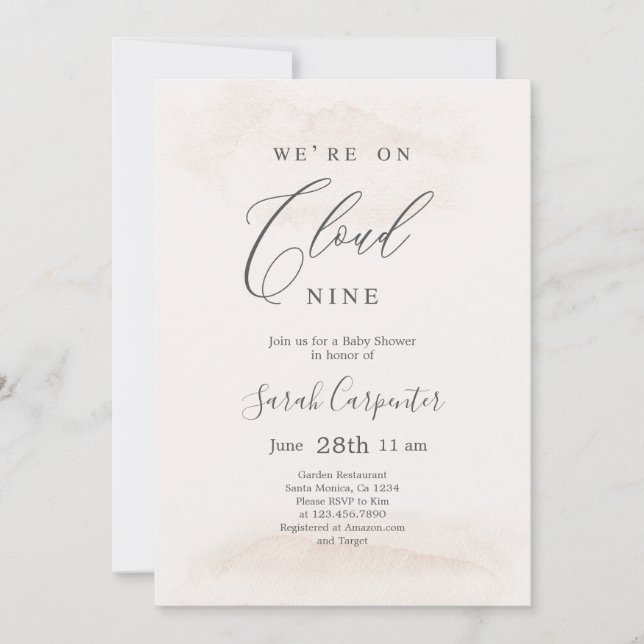 Neutral Cloud 9 Baby Shower Invitation (Front)