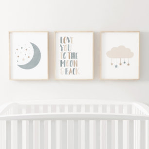 Neutral Cloud Moon Sun Boy Nursery Decor