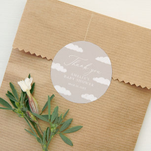 Neutral Cloud Nine Baby Shower Classic Round Sticker