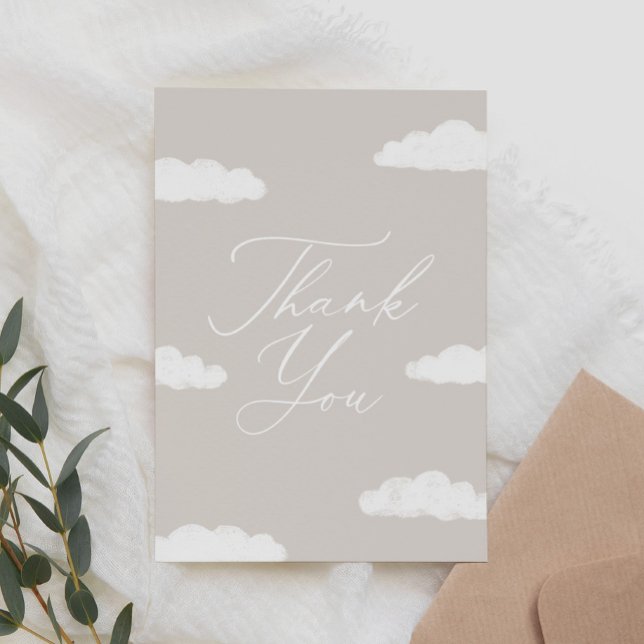 Neutral Cloud Nine Baby Shower Thank You Card (Creator Uploaded)