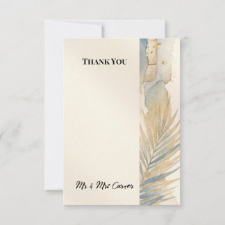 Neutral Coastal Palm Wedding Thank You Card