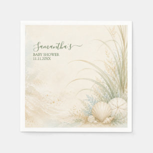 Neutral Coastal Seashell Baby Shower Napkin