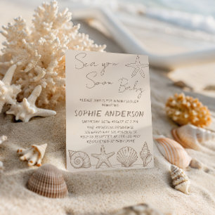 Neutral Coastal Seashell Sea You Soon Baby Shower  Invitation