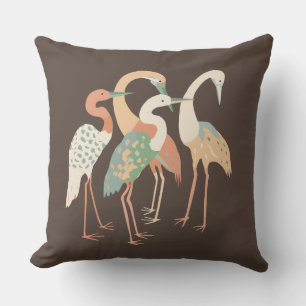 Neutral Color Pop Art Cranes Cushion