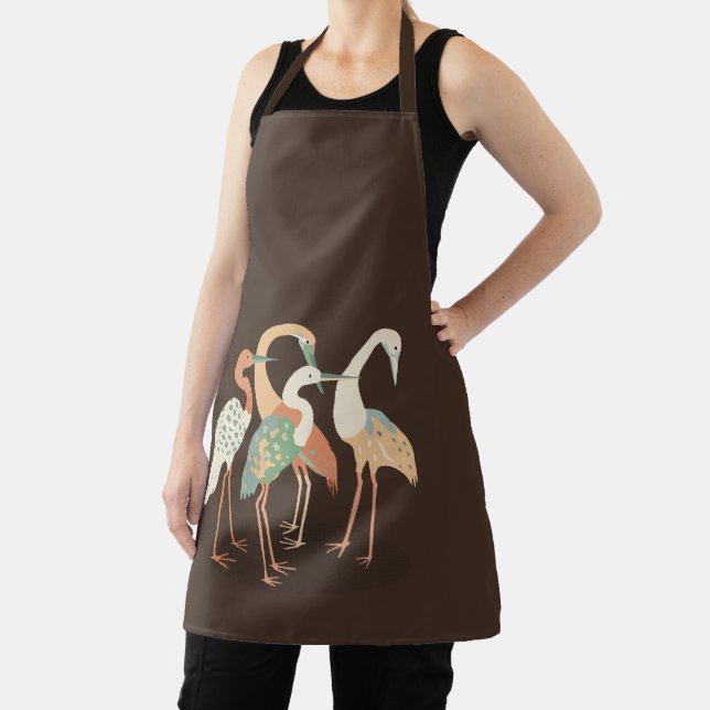 Neutral Colour Pop Art Cranes   Apron (Insitu)