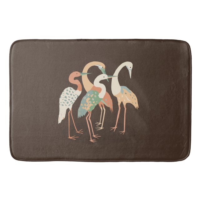 Neutral Colour Pop Art Cranes   Bath Mat (Front)