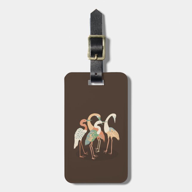 Neutral Colour Pop Art Cranes   Luggage Tag (Front Vertical)