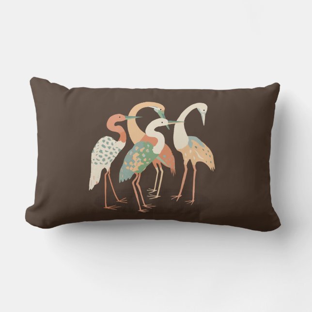 Neutral Colour Pop Art Cranes   Lumbar Cushion (Front)