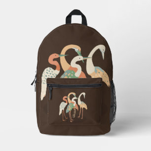 Neutral Colour Pop Art Cranes Printed Backpack