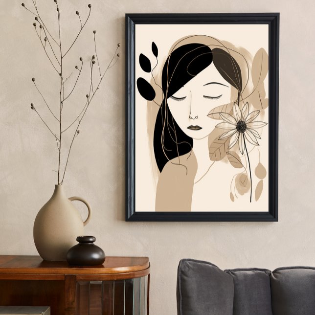 Neutral Colour Woman with Flower Boho Poster (Creator Uploaded)