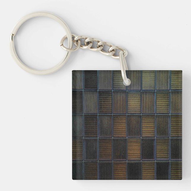 Neutral Coloured Block Corduroy Look Key Ring (Front)