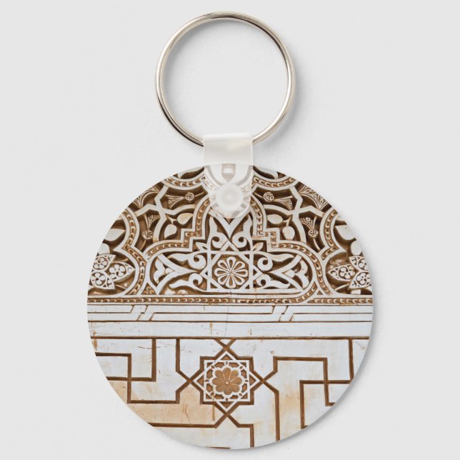 Neutral Coloured Geometric Pattern Keychain (Front)