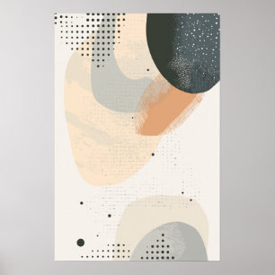 Neutral-coloured shapes with dot patterns poster