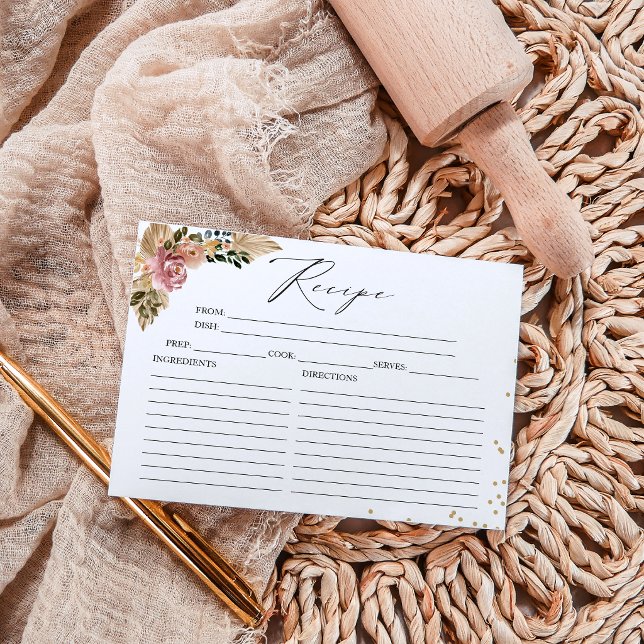 Neutral Colours Boho Bridal Shower Recipe Cards (Creator Uploaded)