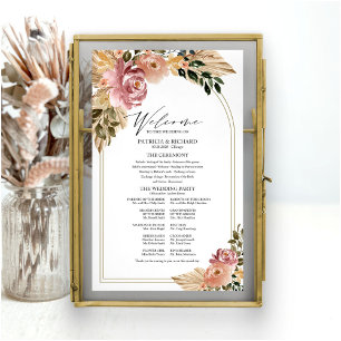 Neutral Colours Boho Floral Wedding Program Sign