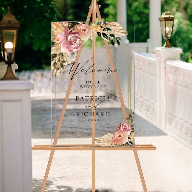 Neutral Colours Boho Floral Wedding Welcome Sign (Creator Uploaded)