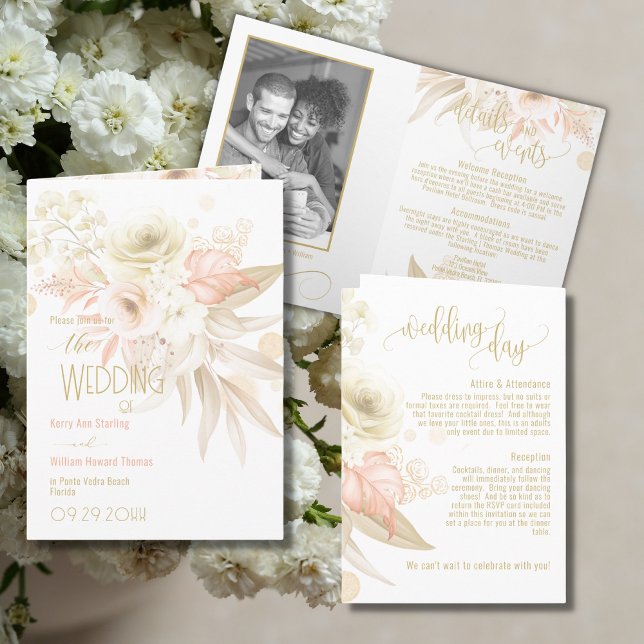 Neutral Colours Elegant Folded Wedding Invitation (Creator Uploaded)
