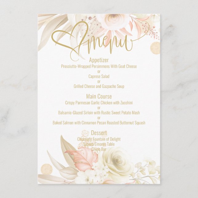 Neutral Colours Elegant Wedding 4.5" x 6.25" Menu (Front)