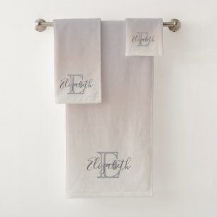 Neutral Colours   Modern Minimalist Monogram Bath Towel Set
